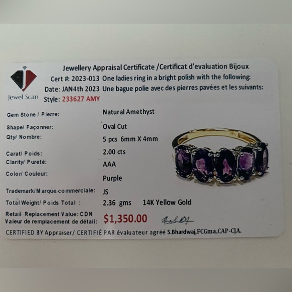 14kt gold Amethyst ring SZ 8 - Picture 3 of 3